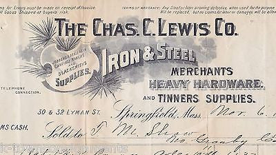 CHARLES LOUIS IRON STEEL SPRINGFIELD MA ANTIQUE GRAPHIC STATIONERY RECEIPT 1901 - K-townConsignments