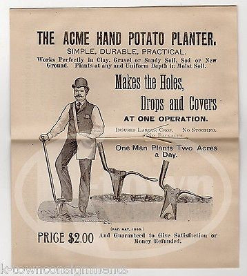 ACME POTATO PLANTER TRAVERSE CITY MICHIGAN ANTIQUE FARM ADVERTISING BROCHURE - K-townConsignments