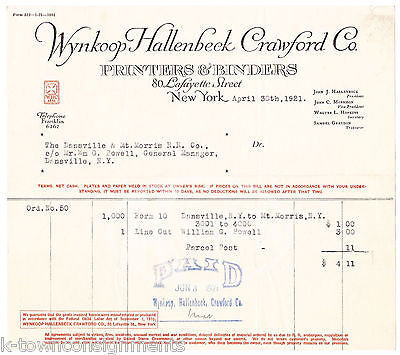 WYNKOOP HALLENBECK CRAWFORD PRINTER BINDER NY ANTIQUE ADVERTISING SALES RECEIPT - K-townConsignments