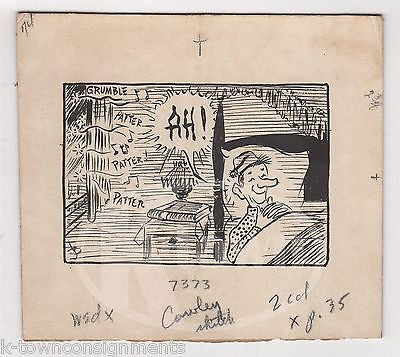 RONALD REAGAN ASLEEP IN BED ORIGINAL NEWSPAPER COMIC ART SIGNED INK SKETCH - K-townConsignments