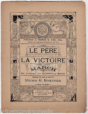 MONROE ROSENFELD VICTORY MARCH FRENCH SONG ANTIQUE GRAPHIC ART SHEET MUSIC 1889 - K-townConsignments