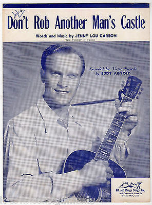 EDDY ARNOLD DON'T ROB ANOTHER MAN'S CASTLE COUNTRY MUSIC SONG SHEET MUSIC 1949 - K-townConsignments