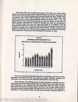 NEW YORK CITY STATE COMPTROLLER POLITICAL FINANCIAL PLANNING REPORT BOOKLET 1990 - K-townConsignments