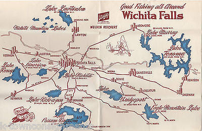 GOOD FISHING AT WICHITA FALLS LAKES TEXAS VINTAGE SCHLITZ BEER VERTISING MAP - K-townConsignments