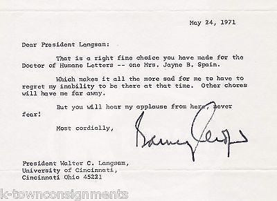 BARNEY OLDFIELD ARMY AIR FORCE MILITARY AID TO EISENHOWER AUTOGRAPH SIGNED NOTE - K-townConsignments