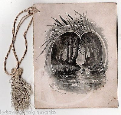 EDMANDS' ORCHESTRA BOSTON MA FROG POND ENGRAVING ANTIQUE DANCE CARD PROGRAM 1883 - K-townConsignments