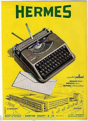 HERMES BABY TYPEWRITER VINTAGE GRAPHIC ADVERTISING POSTER PRINT - K-townConsignments