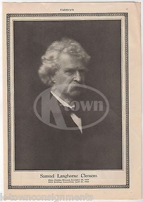 SAMUEL CLEMENS MARK TWAIN FUNERAL MEMORIAL ANTIQUE MAGAZINE PHOTO PRINT 1910 - K-townConsignments