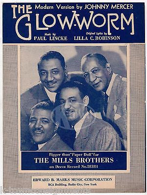 JOHNNY MERCER MILLS BROTHERS THE GLOW WORM SONG VINTAGE SHEET MUSIC 1902 - K-townConsignments