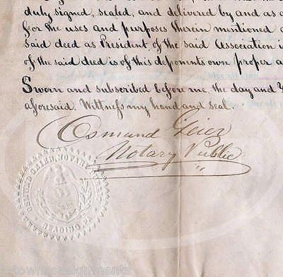 LAFAYETTE BUILDING READING PENNSYLVANIA DANIEL ZIMMERMAN ANTIQUE LEGAL DEED 1879 - K-townConsignments