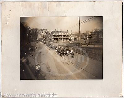 EARLY AMERICAN MARCHING BAND PARADE LARGE ANTIQUE ALBUMIN PHOTOGRAPH ON BOARD - K-townConsignments