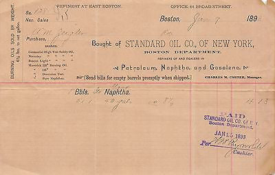 STANDARD OIL COMPANY EAST BOSTON REFINERY ANTIQUE GASOLINE SALES RECEIPT 1893 - K-townConsignments