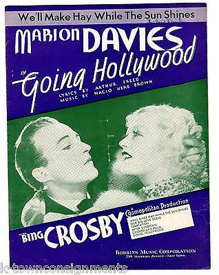 MARION DAVIES BING CROSBY GOING HOLLYWOOD SUNSHINE 1930s SHEET MUSIC & LYRICS - K-townConsignments