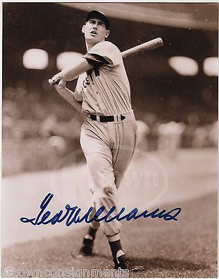 TED WILLIAMS BOSTON RED SOX BASEBALL HOMERUN SWING AUTOGRAPH SIGNED PHOTO 1993 - K-townConsignments