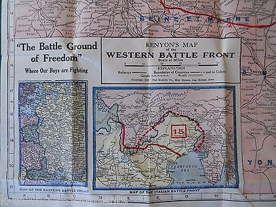 KENYON'S WESTERN BATTLE FRONT OF EUROPE VINTAGE WWII KEYSTONE FOLD-OUT MAP - K-townConsignments