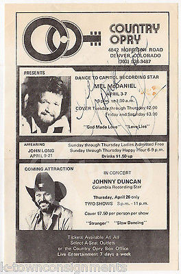 MEL DANIEL COUNTRY WESTERN MUSIC SINGER VINTAGE AUTOGRAPH SIGNED FLYER - K-townConsignments