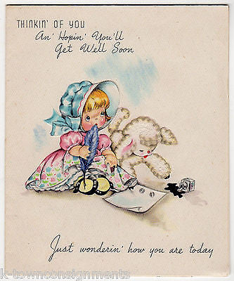 Mary Had A Little Lamb Bo-Peep Vintage Graphic Art Get Well Greetings Card - K-townConsignments