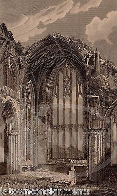 MELROSE ABBY CHOIR VIEWS ANTIQUE GRAPHIC ENGRAVING ARCHITECTURE PRINT 1832 - K-townConsignments