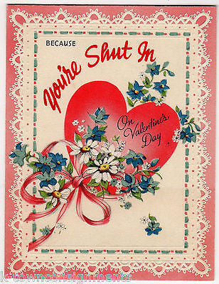 Shut In On Velentine's Day Vintage Heart Graphic Art Elder Care Greetings Card - K-townConsignments