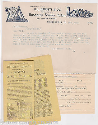 BENNETT STUMP PULLER INVENTION ANTIQUE GRAPHIC ADVERTISING LETTERHEAD & BOOKLET - K-townConsignments