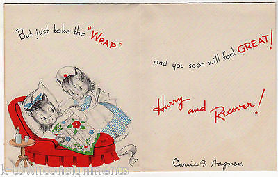 Sorry About Your Accident Cute Kitty Cats Vintage Graphic Art Greetings Card - K-townConsignments