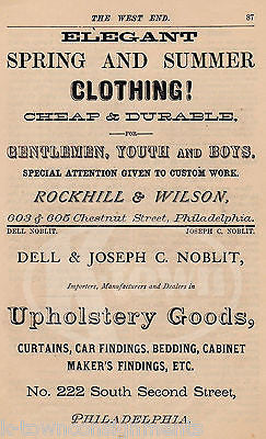 ROCKHILL & WILSON PHILA PA SUMMER CLOTHING DELL FURNITURE ANTIQUE ADVERTISING - K-townConsignments