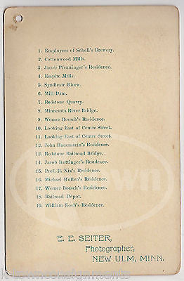NEW ULM MINNESOTA SCENIC VIEWS 3 ANTIQUE SOUVENIR CABINET CARD PHOTOGRAPHS - K-townConsignments