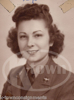 AIR FORCE WOMAN MARY GLADIS VINTAGE IDed WWII MILITARY SNAPSHOT PHOTO MOUNTED - K-townConsignments