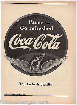 COCA-COLA SODA PAUSE... GO REFRESHED VINTAGE MAGAZINE ADVERTISEMENT PAGE 1941 - K-townConsignments