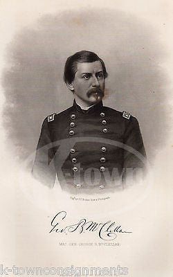 GEORGE McCLELLAN CIVIL WAR GENERAL ANTIQUE GRAPHIC ENGRAVING PRINT 1863 - K-townConsignments