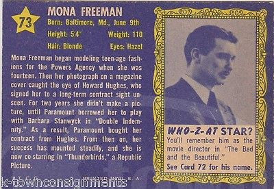 MONA FREEMAN DOUBLE INDEMNITY MOVIE ACTRESS WWII WAC UNIFORM WHO-Z-AT STAR CARD - K-townConsignments