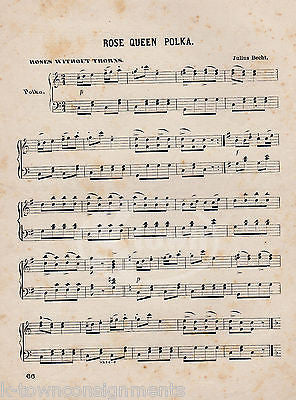 ROSE QUEEN POLKA PIKE'S OPERA HOUSE ANTIQUE GRAPHIC ENGRAVING SHEET MUSIC 1866 - K-townConsignments
