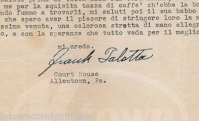 ALLENTOWN PA FRANK TALOTTA AUTOGRAPH SIGNED PERSONAL PROPERTY TAX STATIONERY - K-townConsignments