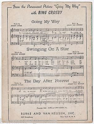 BING CROSBY GOING MY WAY SWINGING ON A STAR MOVIE SONG VINTAGE SHEET MUSIC 1944 - K-townConsignments