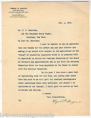 VIRGIL BOGUE EARLY RAILROADS ENGINEER NY SURFACE TRAINS AUTOGRAPH SIGNED LETTER - K-townConsignments