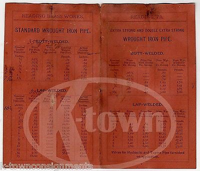 READING PA BRASS WORKS WROUGHT IRON BLACKSMITH ANTIQUE ADVERTISING PRICE LIST - K-townConsignments