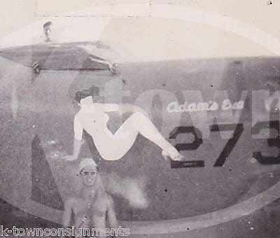 ADAM'S EVE WWII BOMBER PLANE PIN-UP NOSE ART ORIGINAL MILITARY SNAPSHOT PHOTO - K-townConsignments