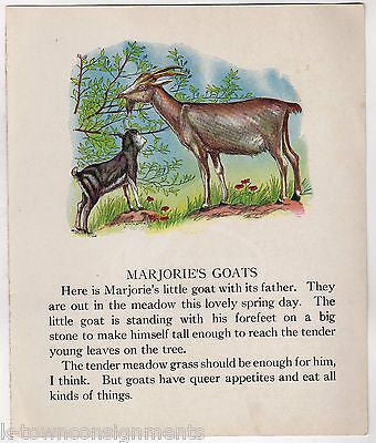 MARJORIE'S GOATS FARM ANTIQUE CHILDREN'S POEM GRAPHIC ILLUSTRATION PRINT 1922 - K-townConsignments