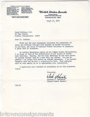 RICHARD SCHWEIKER PENNSYLVANIA SENATOR LABOR & WELFARE AUTOGRAPH SIGNED LETTER - K-townConsignments