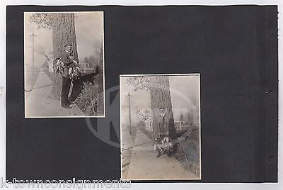 CUTE LITTLE GIRL OLD PORCELAIN DOLL & MAN DUCK HUNTING ANTIQUE SNAPSHOT PHOTOS - K-townConsignments