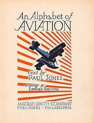 Alphabet of Aviation Original Antique Art Deco Book Title Illustration Print - K-townConsignments