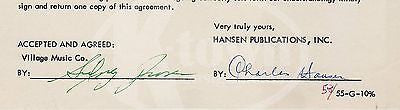 CHARLES HANSEN BEATLES SHEETMUSIC PUBLISHER AUTOGRAPH SIGNED SIDNEY PROSEN PAPER - K-townConsignments