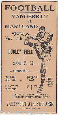 VANDERBILT VS MARYLAND COLLEGE FOOTBALL GAME ANTIQUE NEWS PRINT ADVERTISING 1931 - K-townConsignments