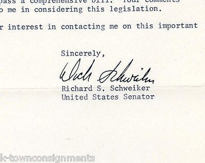 RICHARD SCHWEIKER PENNSYLVANIA SENATOR LABOR & WELFARE AUTOGRAPH SIGNED LETTER - K-townConsignments
