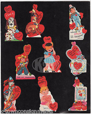 SPACE BOY FIRE DOG  COWBOY & MORE VINTAGE VALENTINE'S DAY CARDS SALES DISPLAY - K-townConsignments