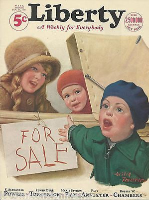 BOY SELLING BABY BROTHER VINTAGE LESLIE THRASHER GRAPHIC COVER PRINT - K-townConsignments