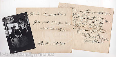 CARL WILHELM SCHRODER OF DELAWARE ANTIQUE AUTOGRAPH SIGNED NOTES & PHOTO 1881 - K-townConsignments