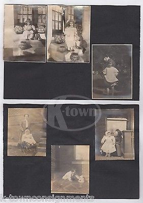 CUTE LITTLE GIRL STEIFF TEDDY BEAR ON NAVAJO INDIAN RUG ANTIQUE SNAPSHOT PHOTOS - K-townConsignments