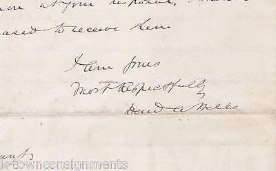 DAVID WELLS EARLY AMERICAN ECONOMIST ANTIQUE AUTOGRAPH SIGNED FREE TRADE LETTER - K-townConsignments