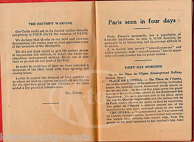 FRANCE PARIS IN FOUR DAYS VINTAGE FRENCH SOUVENIR TRAVEL GUIDE BOOK FOLDOUT MAP - K-townConsignments